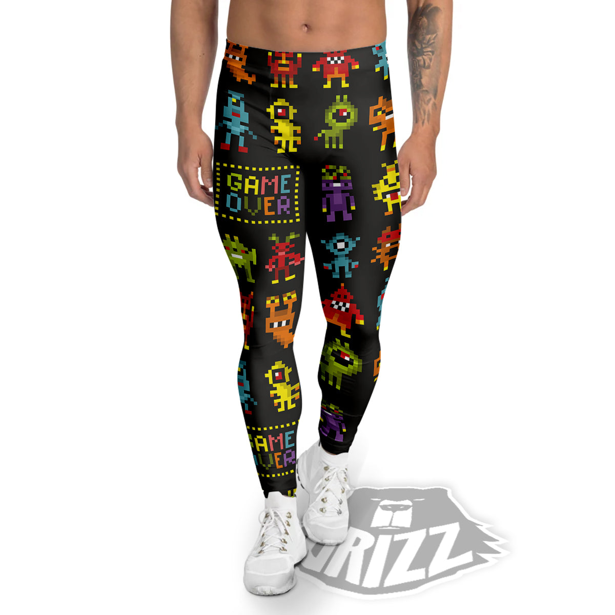 Game Monsters 8-Bit Video Print Pattern Men's Leggings-grizzshop