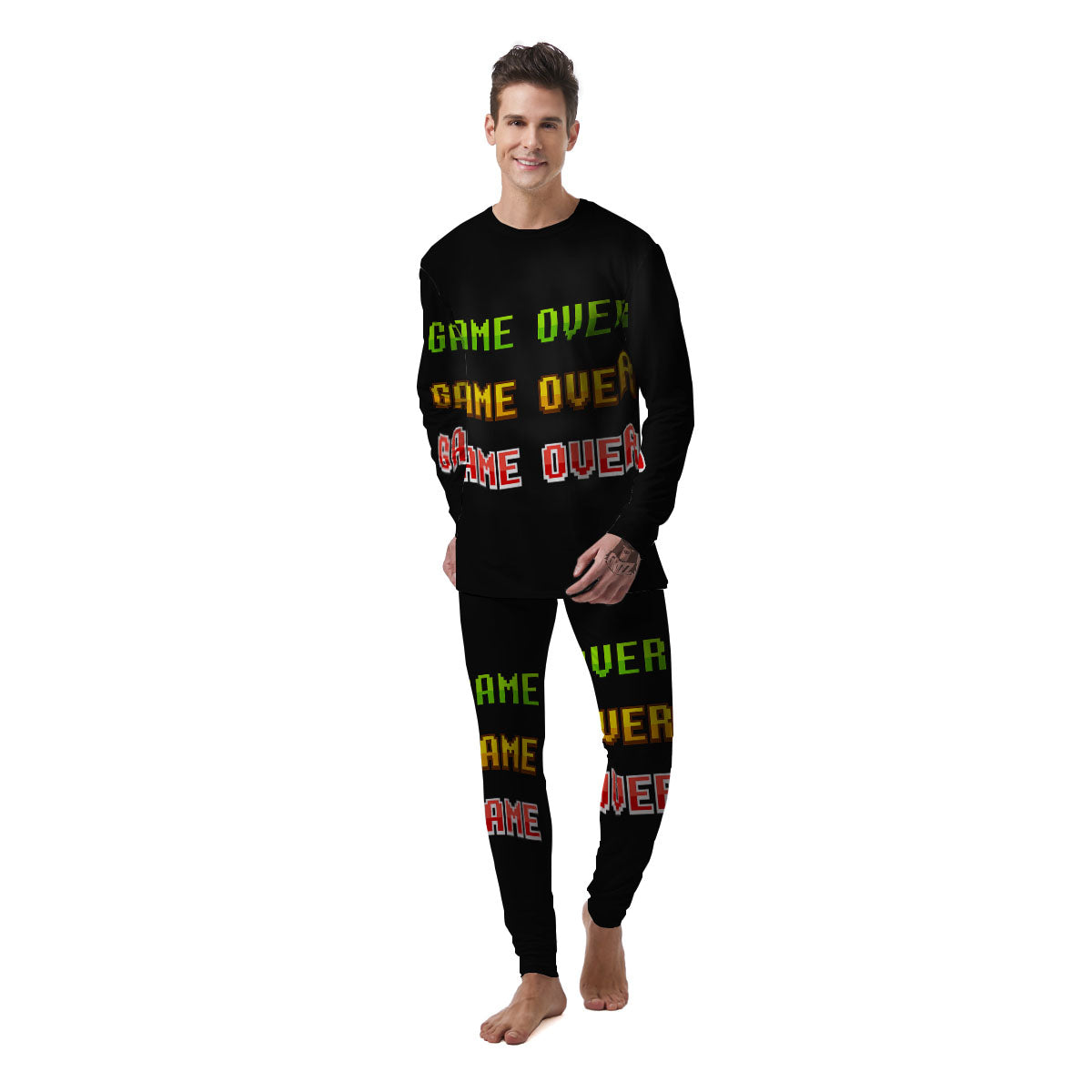 Game Over 8-Bit Print Men's Pajamas-grizzshop