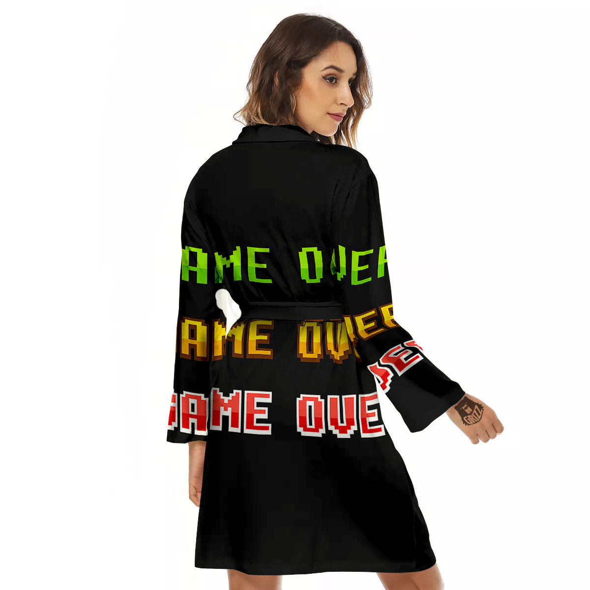 Game Over 8-Bit Print Women's Robe-grizzshop