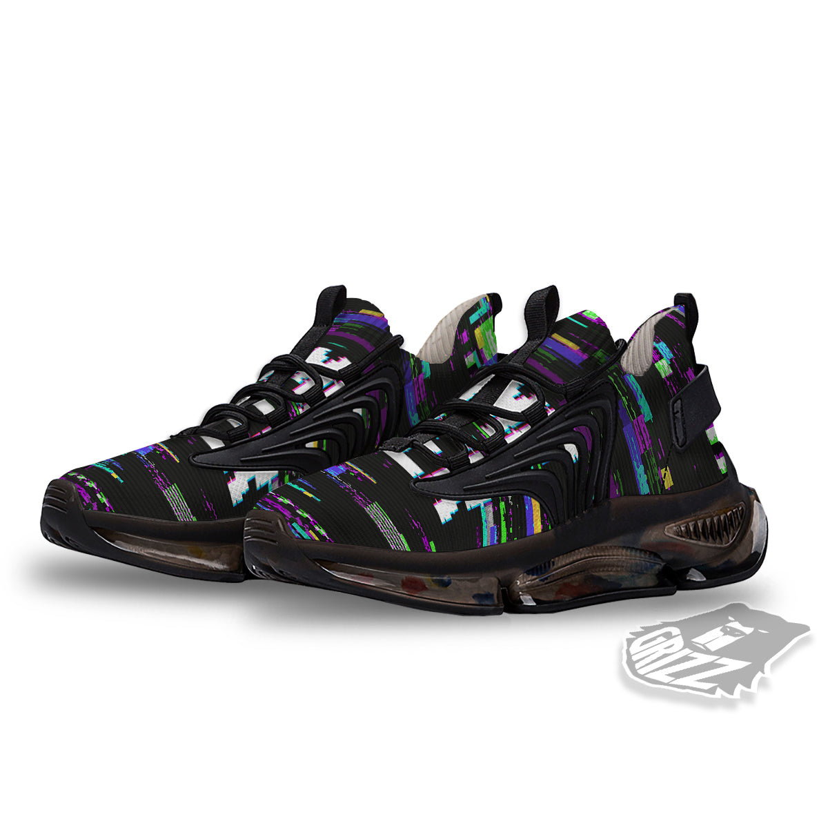 Game Over Text Glitch Effect Print Black Gym Shoes-grizzshop