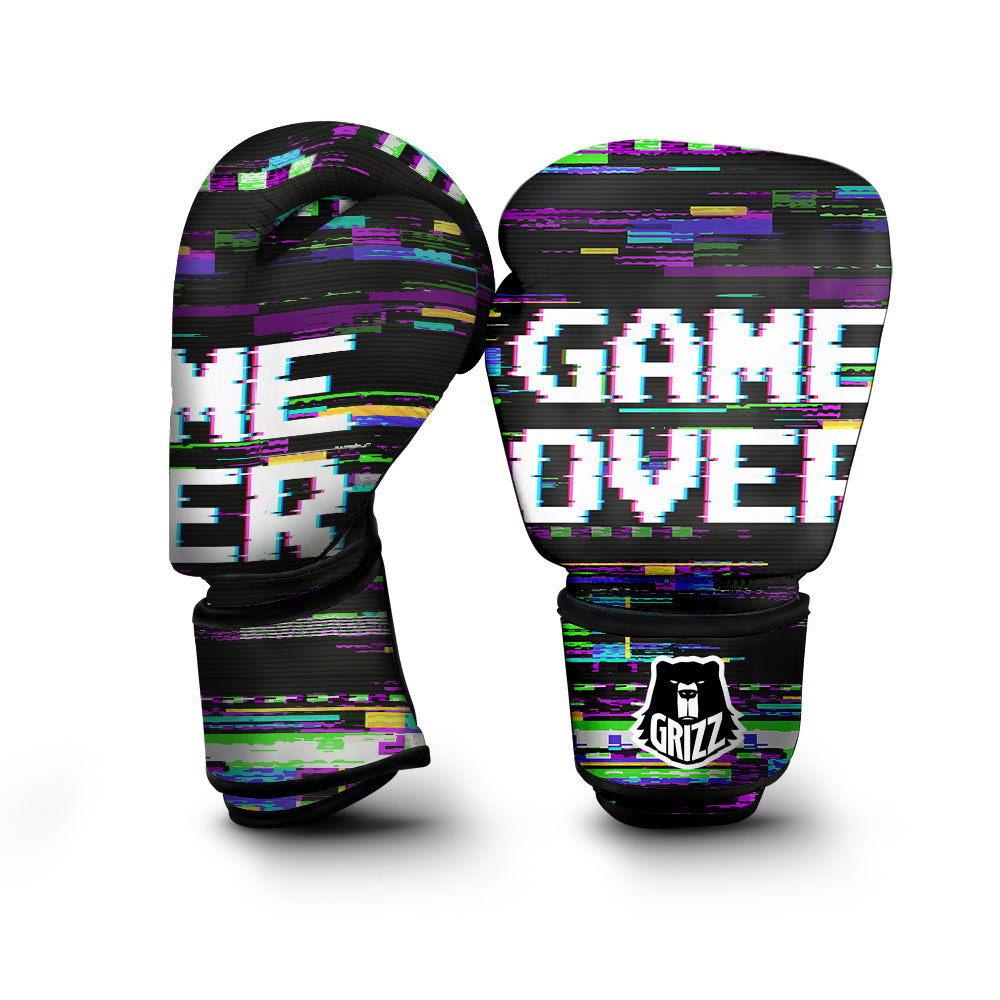 Game Over Text Glitch Effect Print Boxing Gloves-grizzshop