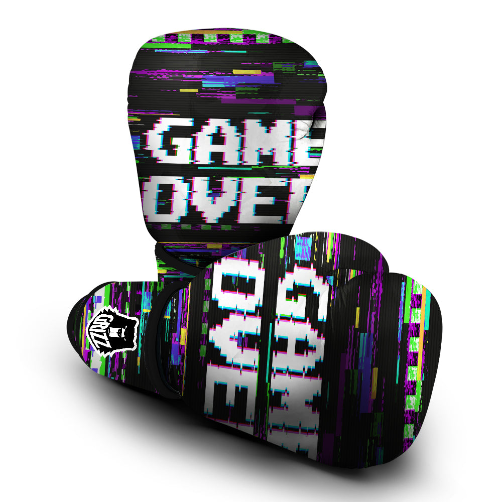 Game Over Text Glitch Effect Print Boxing Gloves-grizzshop