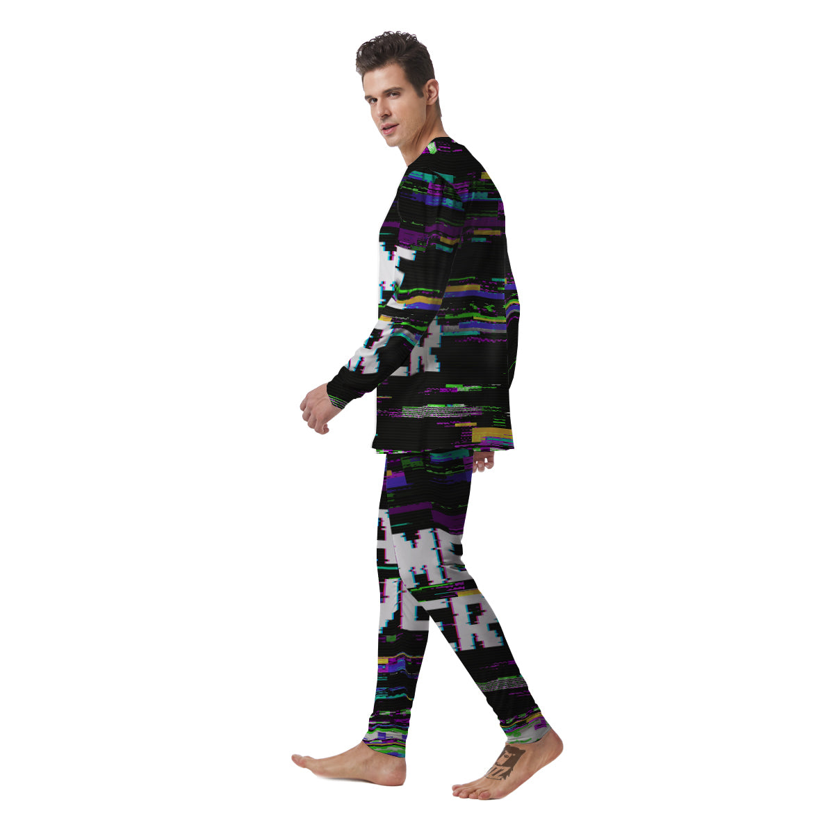 Game Over Text Glitch Effect Print Men's Pajamas-grizzshop