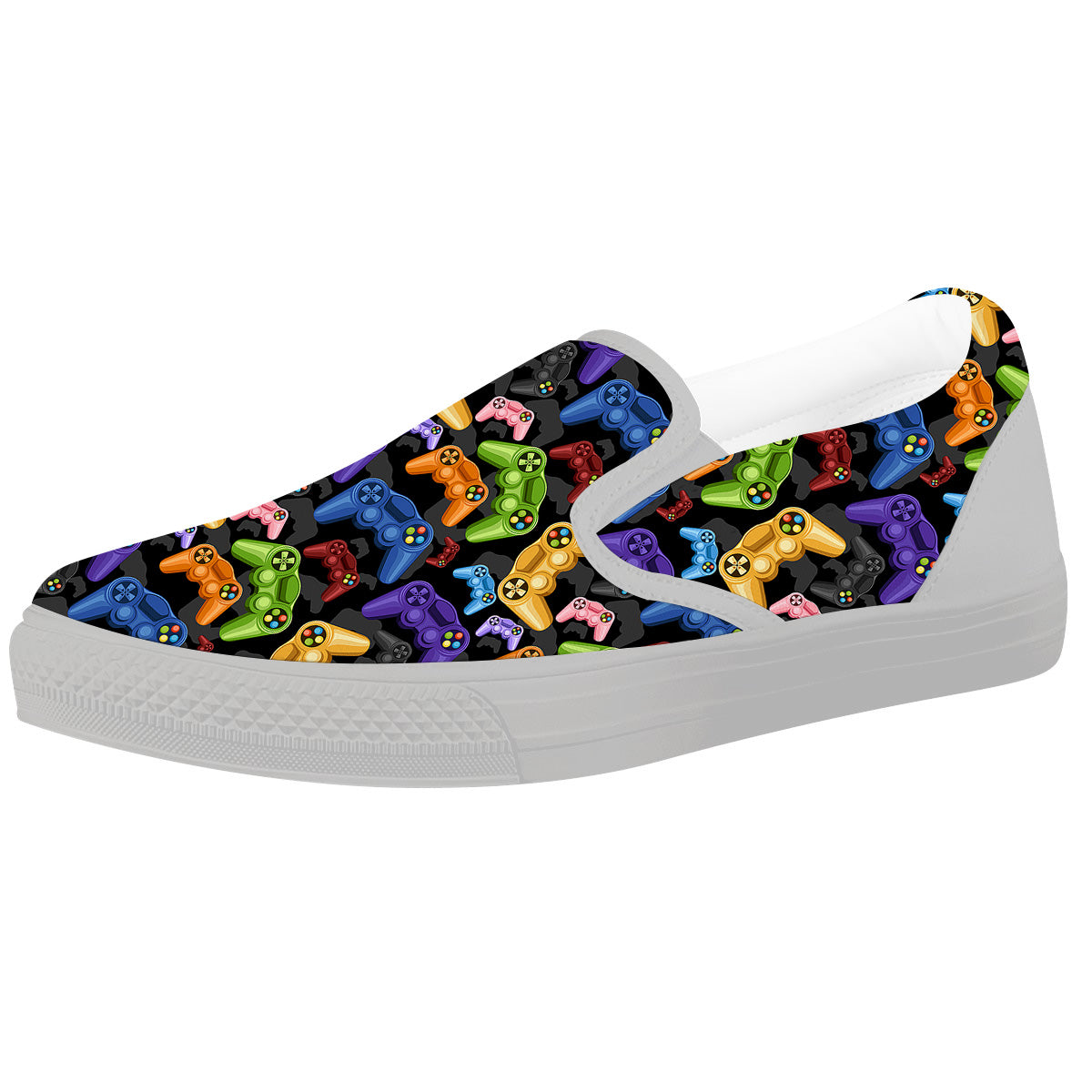 Game Pads Colorful Print Pattern White Slip On Shoes-grizzshop