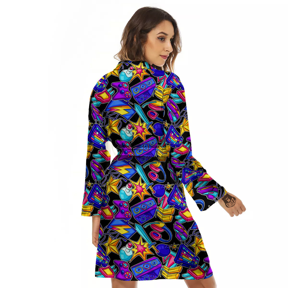 Gaming Items Colorful Print Pattern Women's Robe-grizzshop