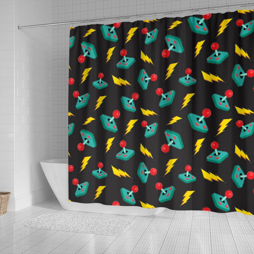 Gaming Joystick Pattern Print Bathroom Shower Curtain-grizzshop