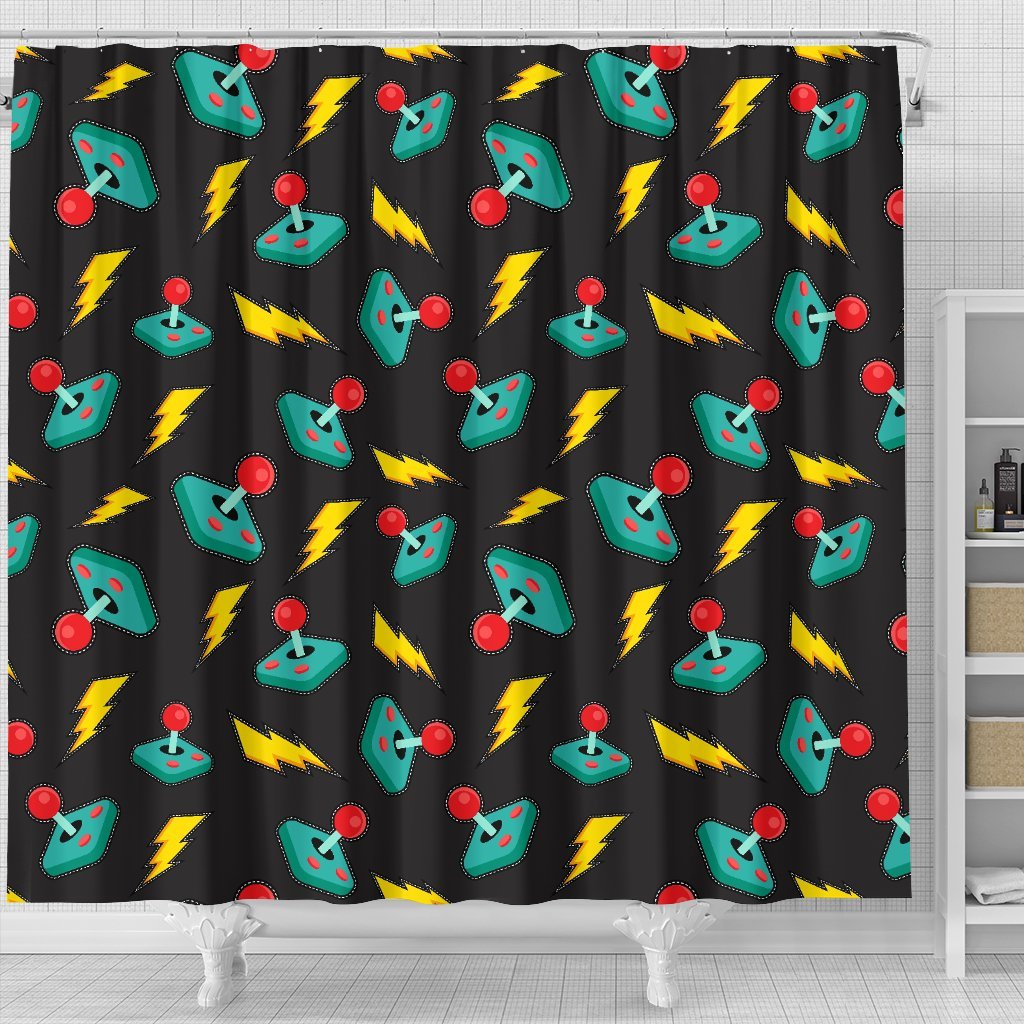 Gaming Joystick Pattern Print Bathroom Shower Curtain-grizzshop