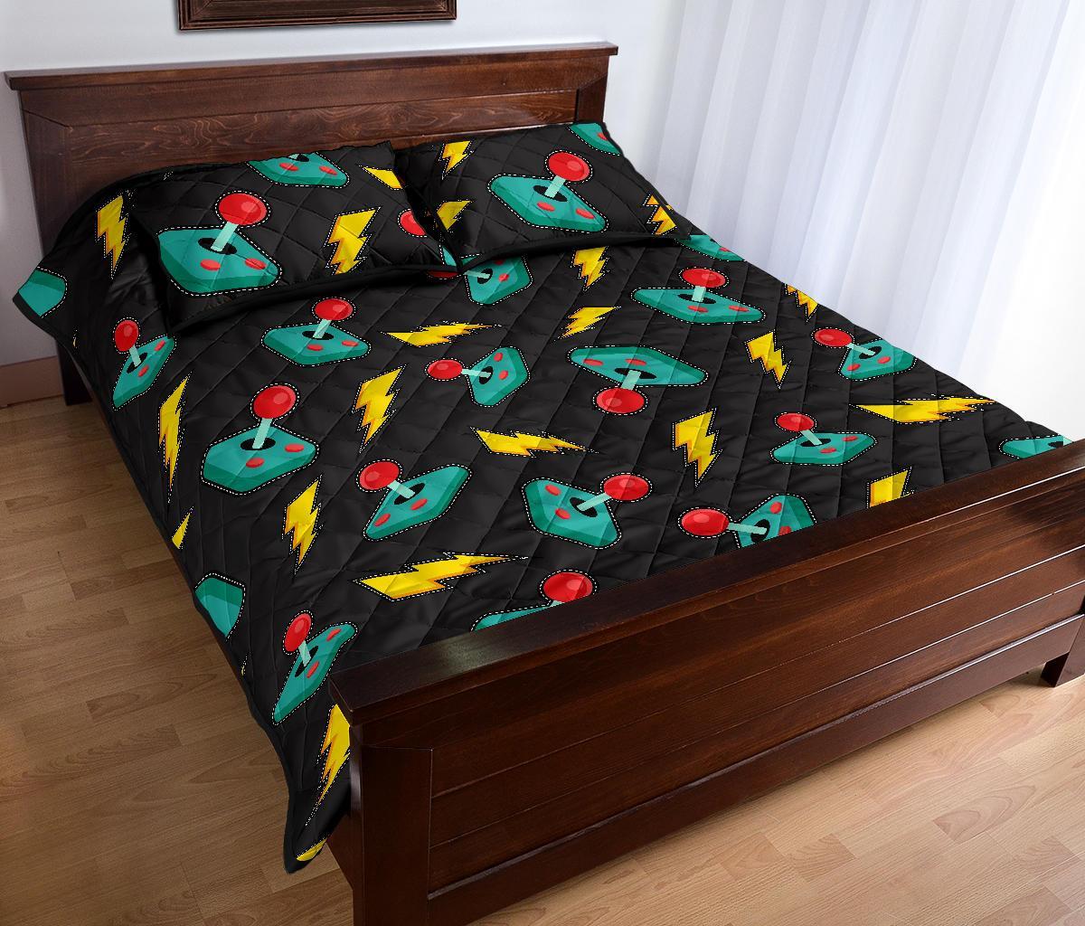 Gaming Joystick Pattern Print Bed Set Quilt-grizzshop