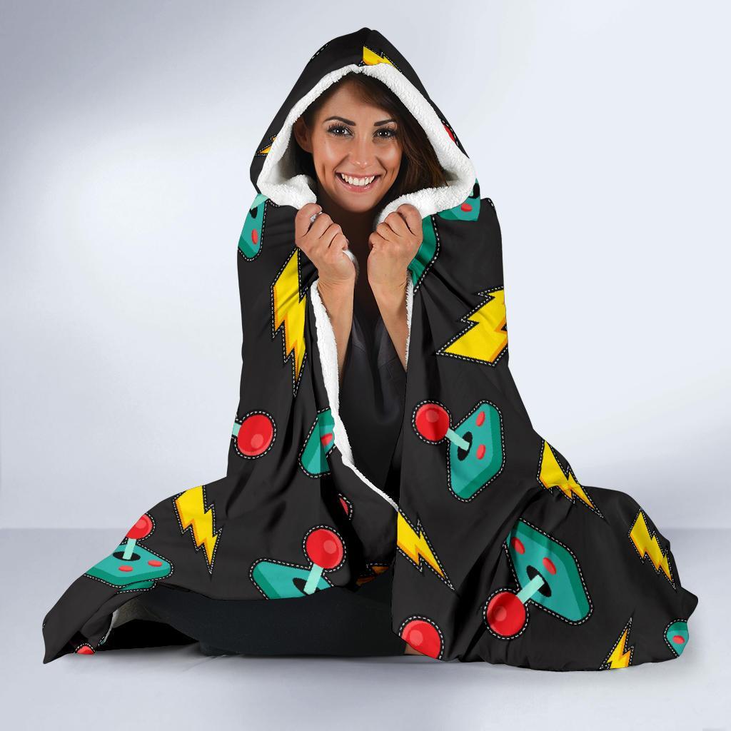 Gaming Joystick Pattern Print Hooded Blanket-grizzshop