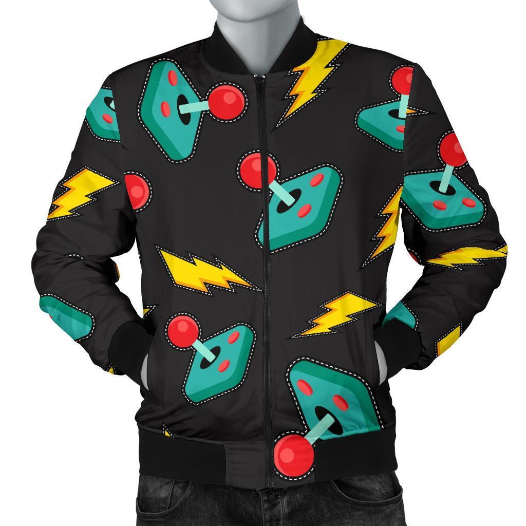 Gaming Joystick Pattern Print Men's Bomber Jacket-grizzshop