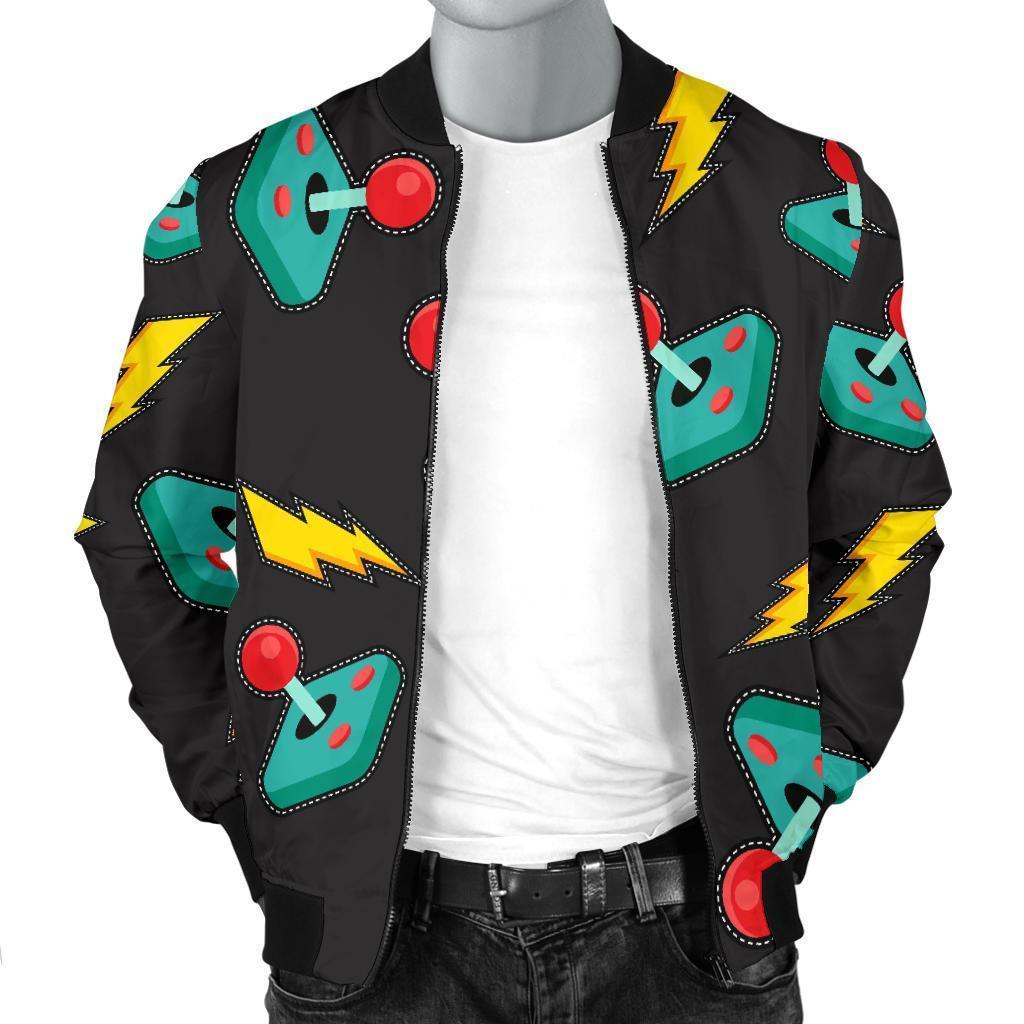 Gaming Joystick Pattern Print Men's Bomber Jacket-grizzshop