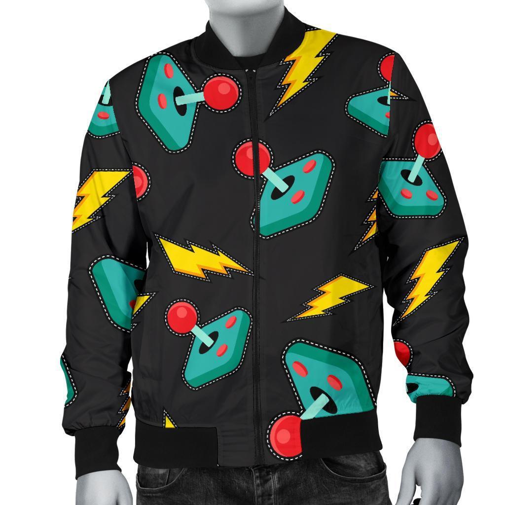 Gaming Joystick Pattern Print Men's Bomber Jacket-grizzshop