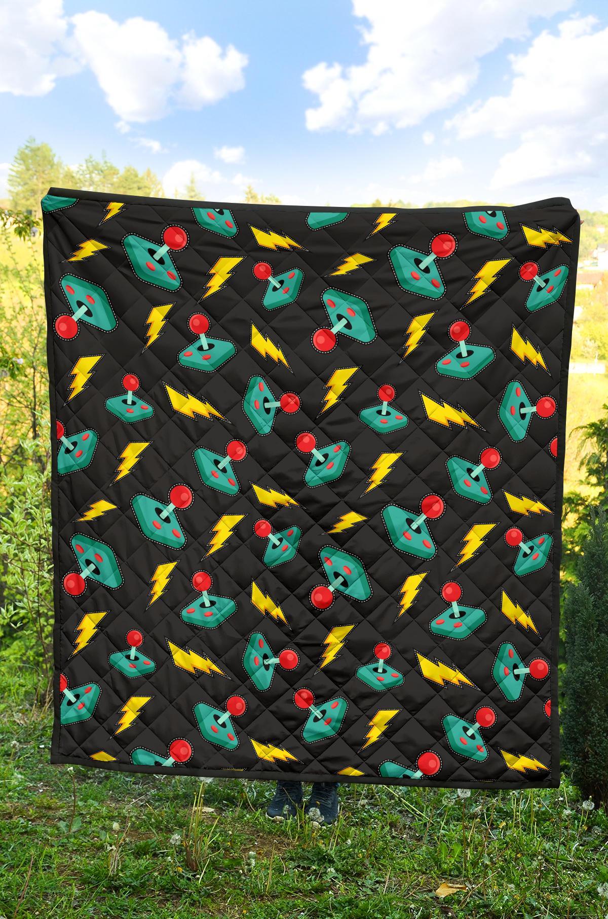 Gaming Joystick Pattern Print Quilt-grizzshop