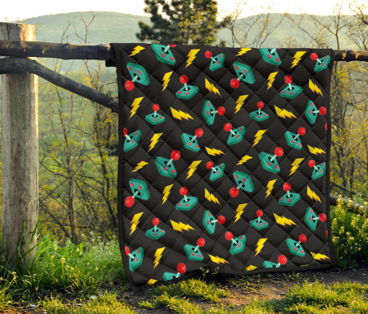 Gaming Joystick Pattern Print Quilt-grizzshop