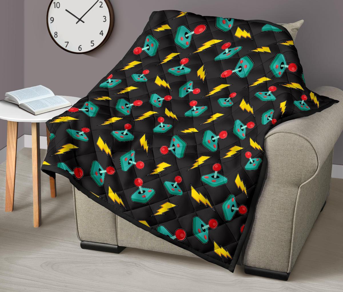 Gaming Joystick Pattern Print Quilt-grizzshop