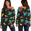 Gaming Joystick Pattern Print Women Off Shoulder Sweatshirt-grizzshop