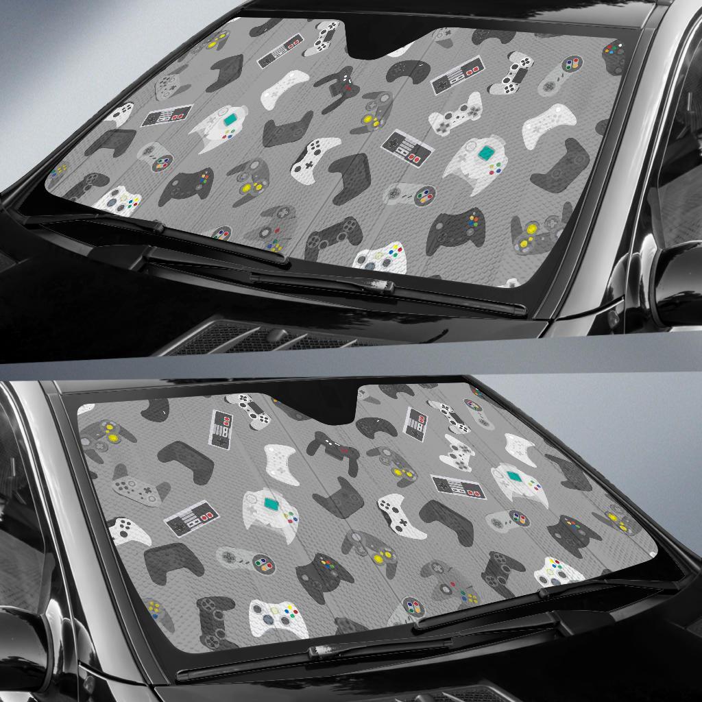 Gaming Joystick Print Pattern Car Sun Shade-grizzshop