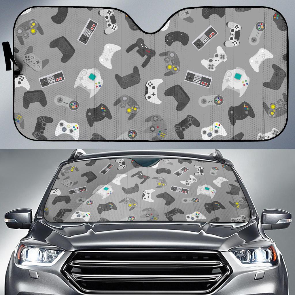 Gaming Joystick Print Pattern Car Sun Shade-grizzshop