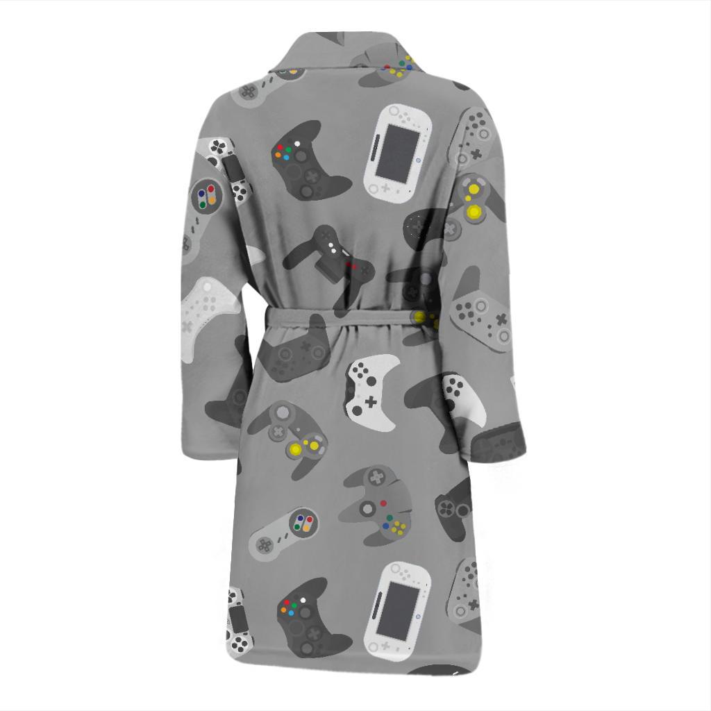 Gaming Joystick Print Pattern Men Long Robe-grizzshop