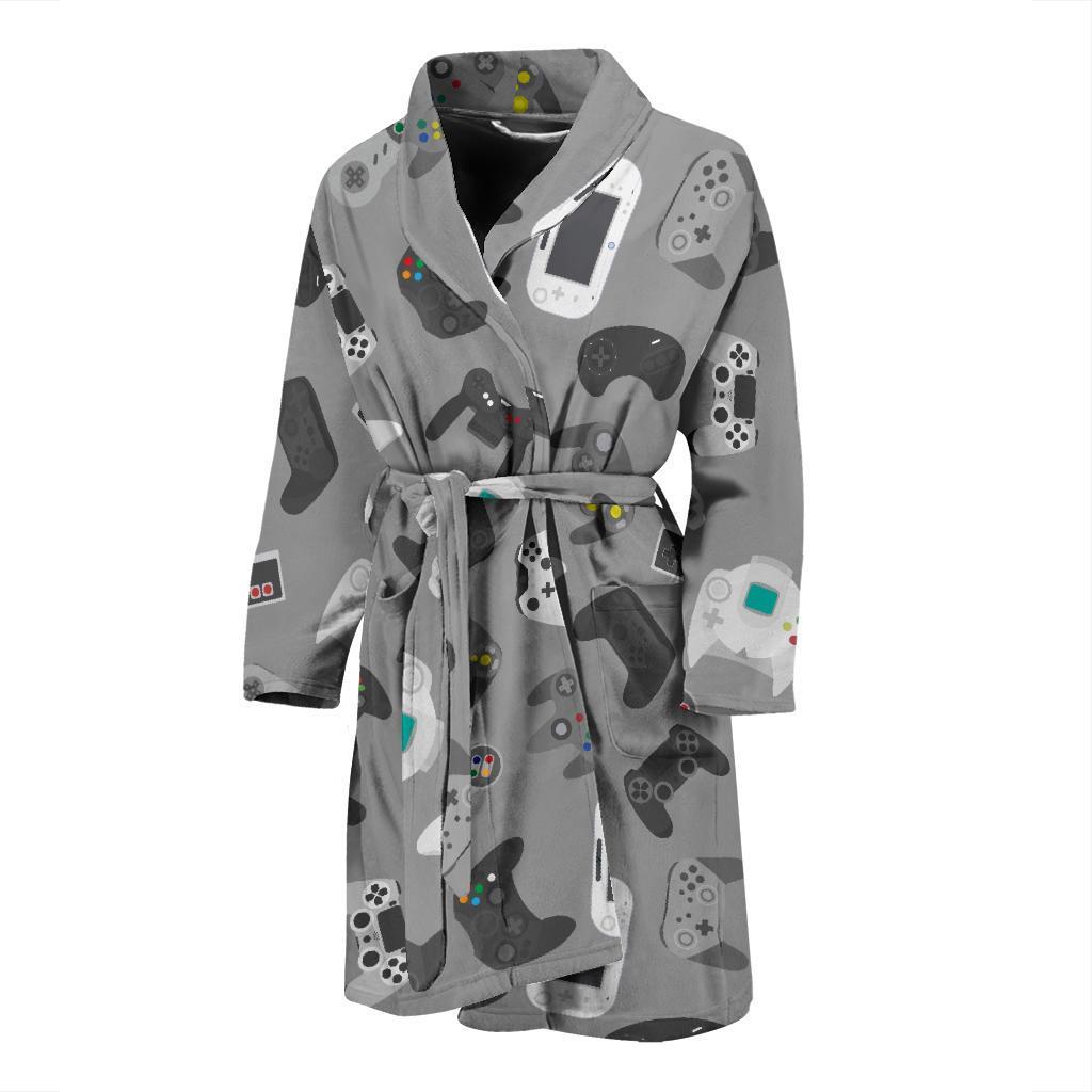 Gaming Joystick Print Pattern Men Long Robe-grizzshop