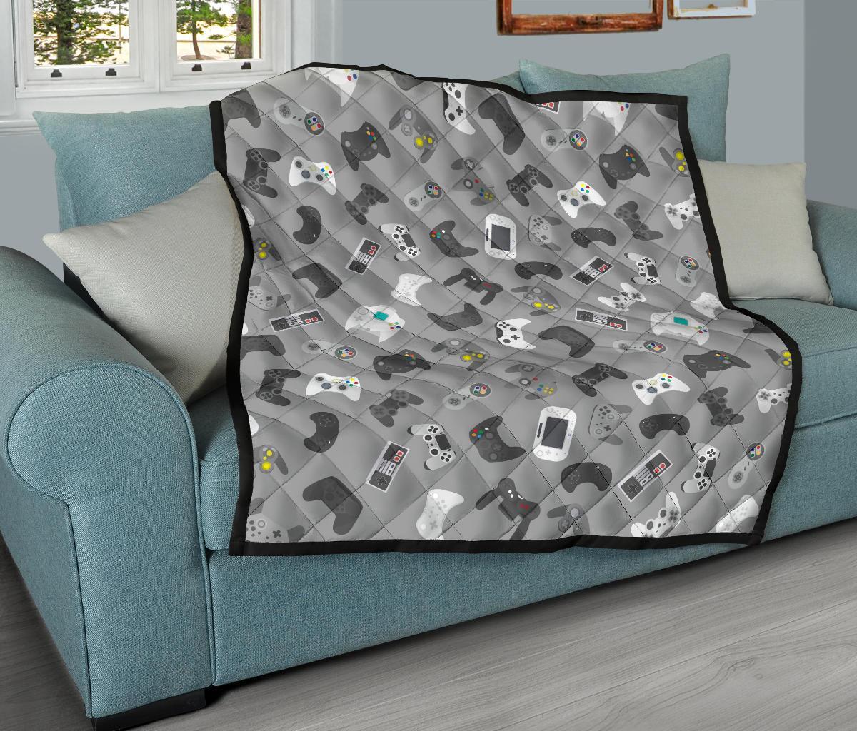 Gaming Joystick Print Pattern Quilt-grizzshop