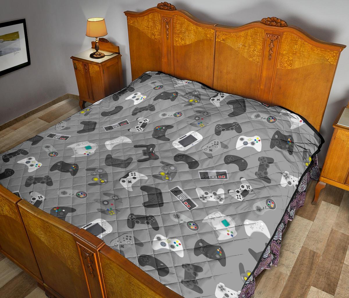Gaming Joystick Print Pattern Quilt-grizzshop