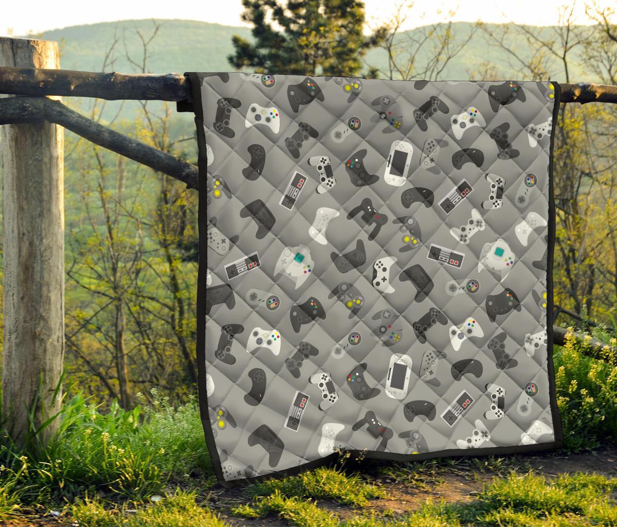 Gaming Joystick Print Pattern Quilt-grizzshop
