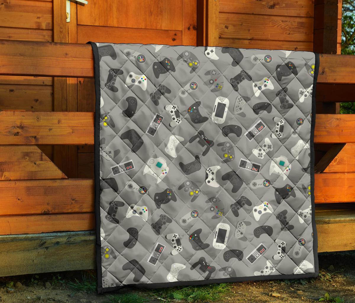 Gaming Joystick Print Pattern Quilt-grizzshop