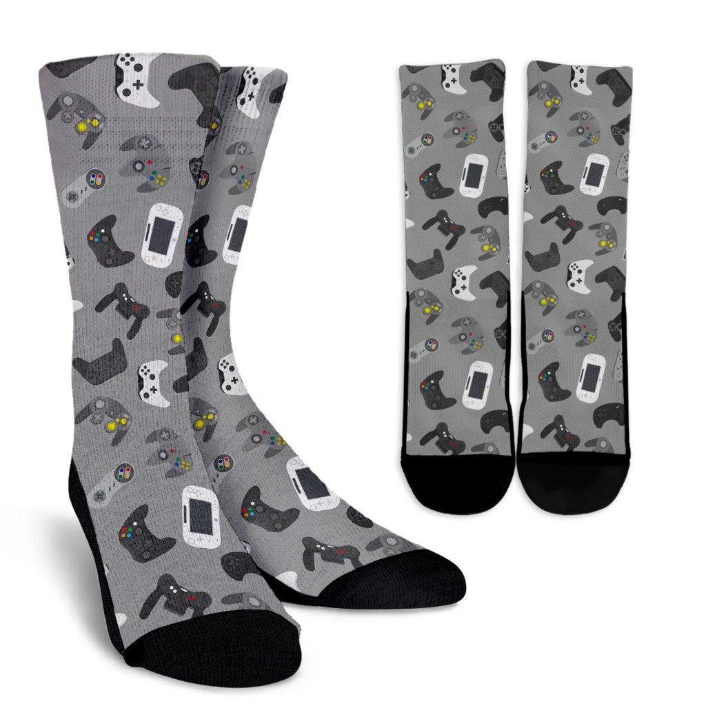 Gaming Joystick Print Pattern Unisex Crew Socks-grizzshop