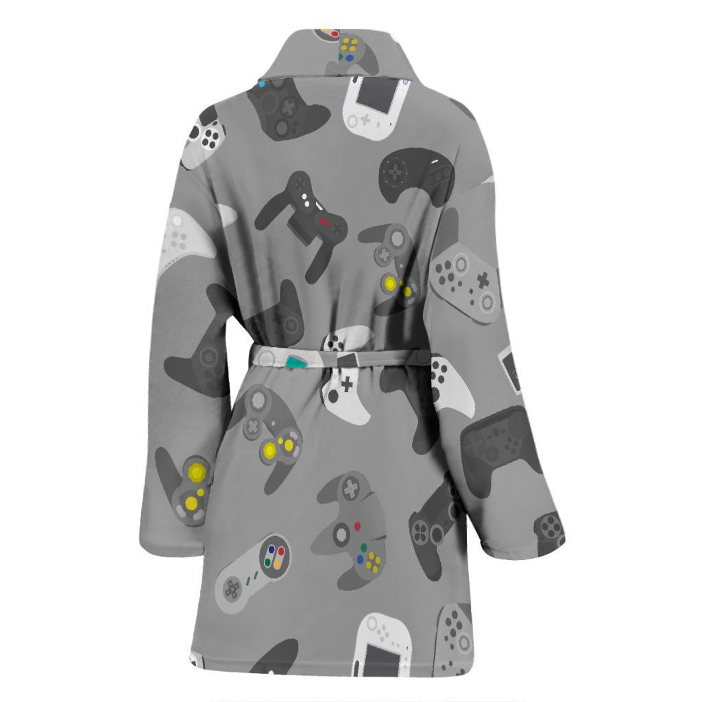 Gaming Joystick Print Pattern Women Long Robe-grizzshop