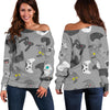 Gaming Joystick Print Pattern Women Off Shoulder Sweatshirt-grizzshop