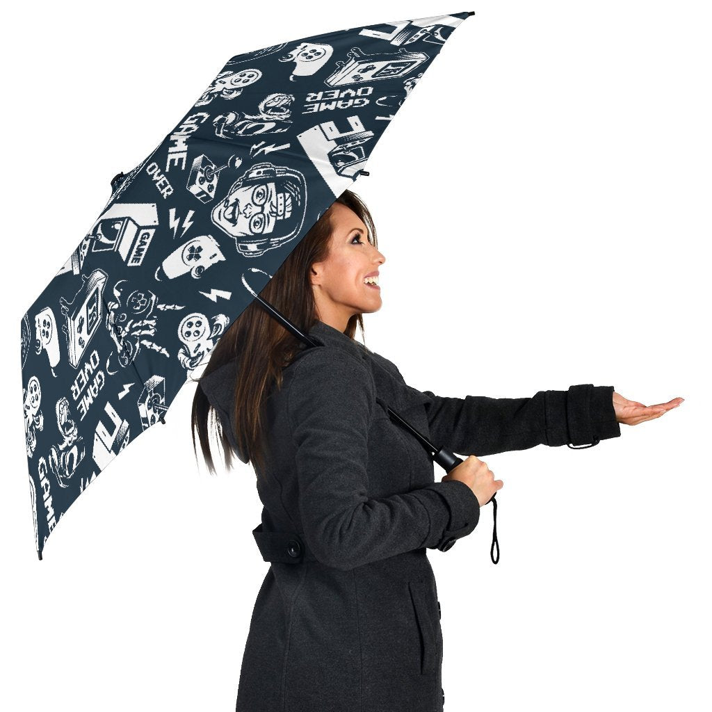 Gaming Pattern Print Automatic Foldable Umbrella-grizzshop