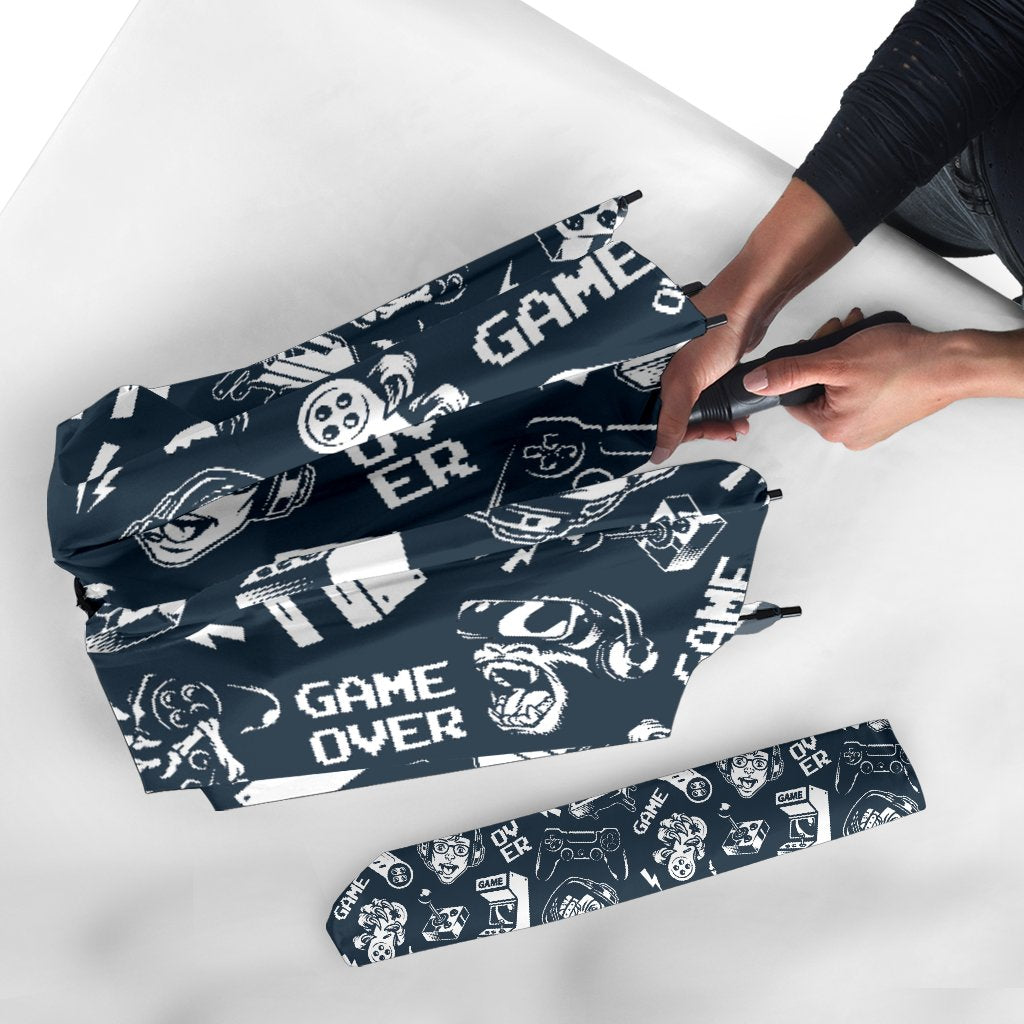 Gaming Pattern Print Automatic Foldable Umbrella-grizzshop