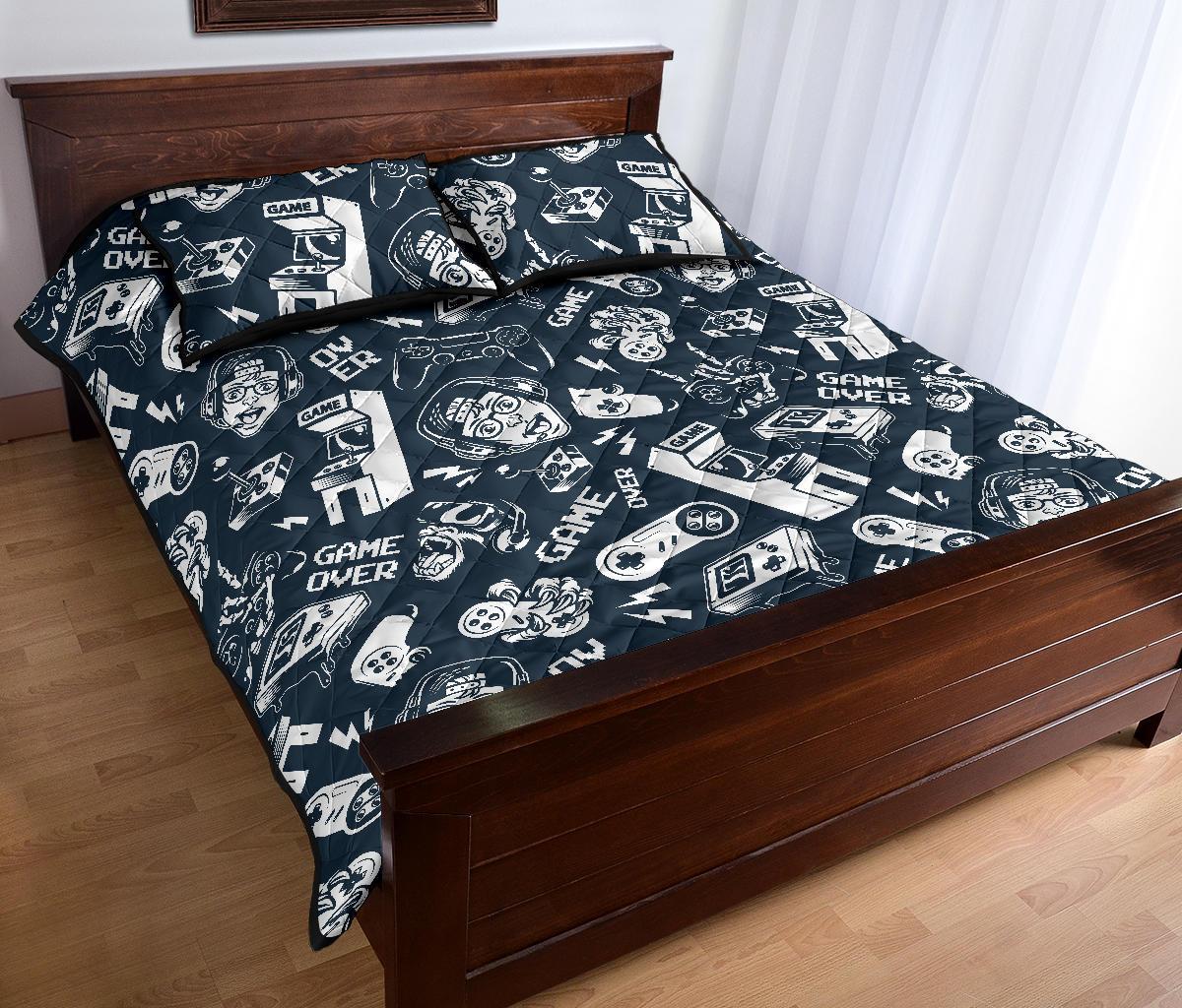 Gaming Pattern Print Bed Set Quilt-grizzshop
