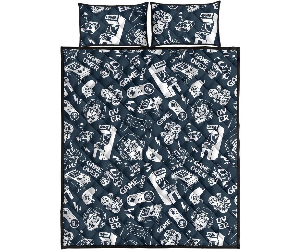 Gaming Pattern Print Bed Set Quilt-grizzshop