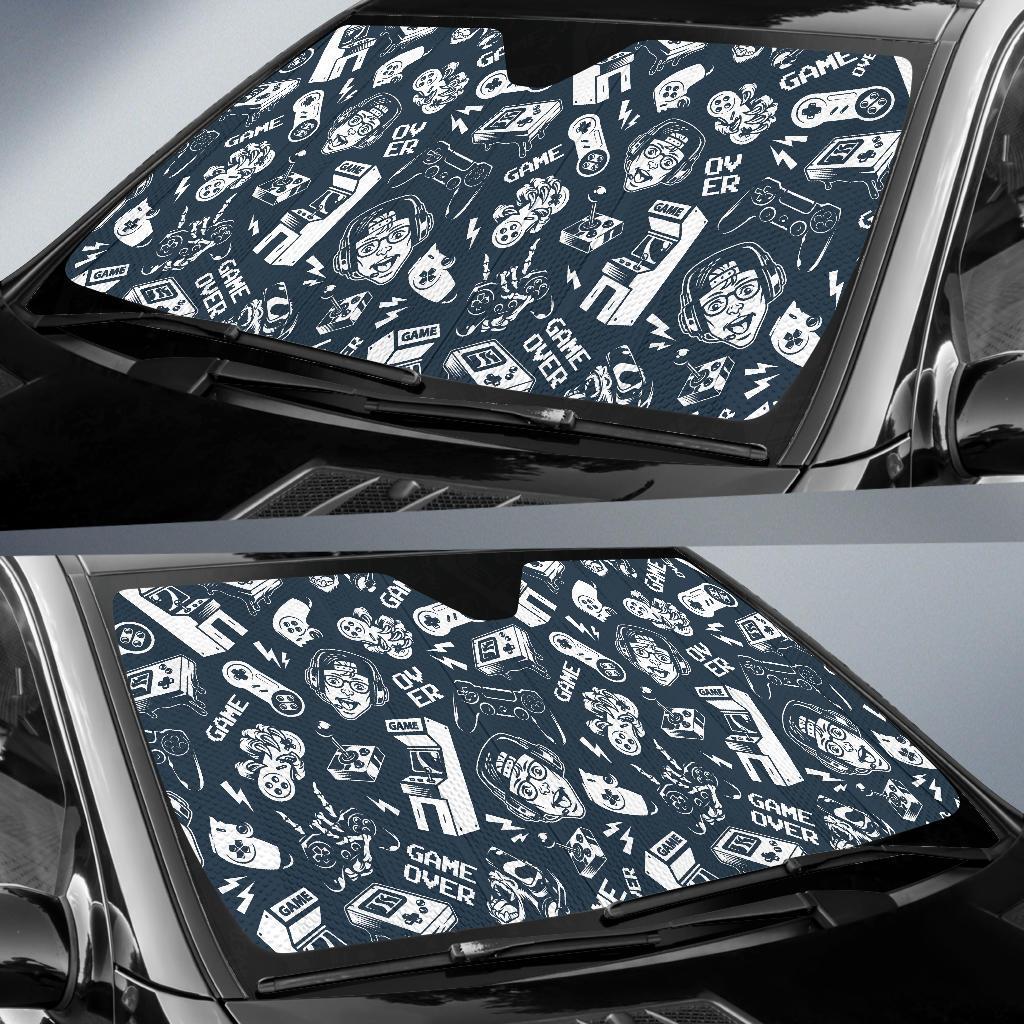 Gaming Pattern Print Car Sun Shade-grizzshop