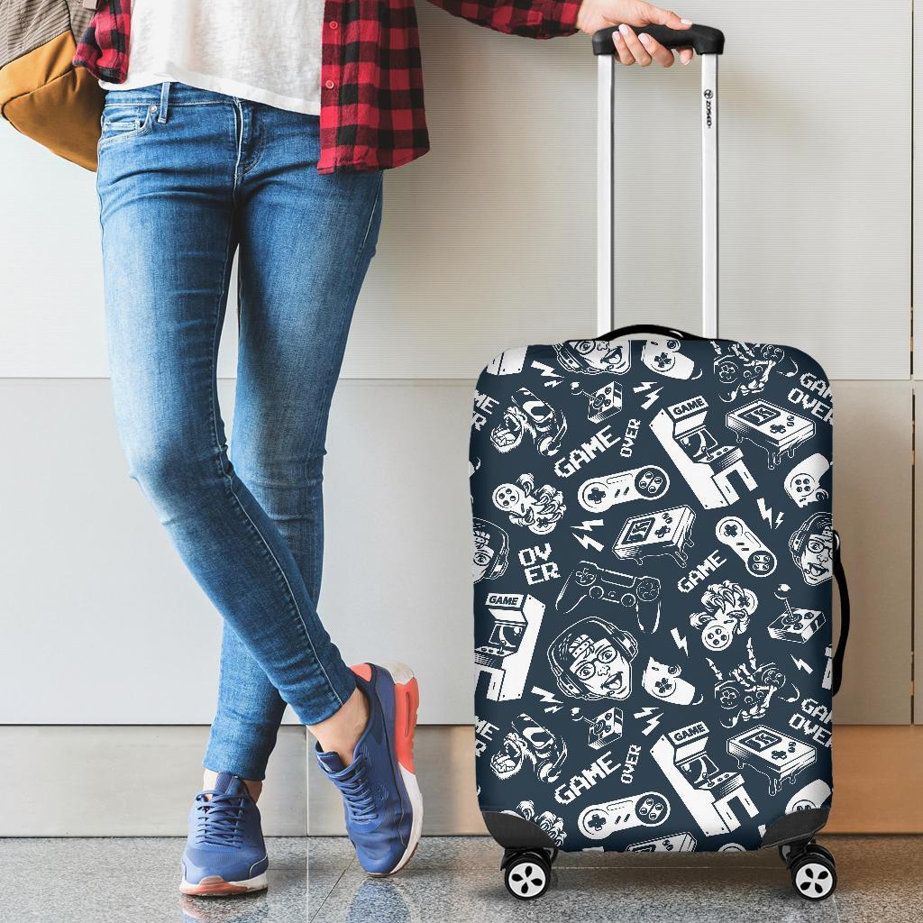 Gaming Pattern Print Luggage Cover Protector-grizzshop