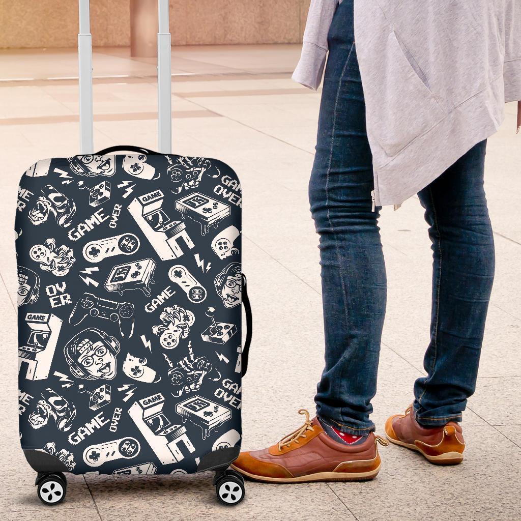 Gaming Pattern Print Luggage Cover Protector-grizzshop