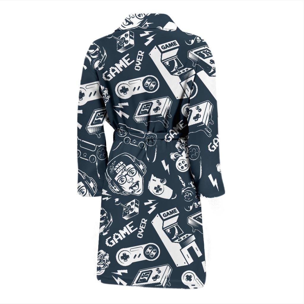 Gaming Pattern Print Men Long Robe-grizzshop