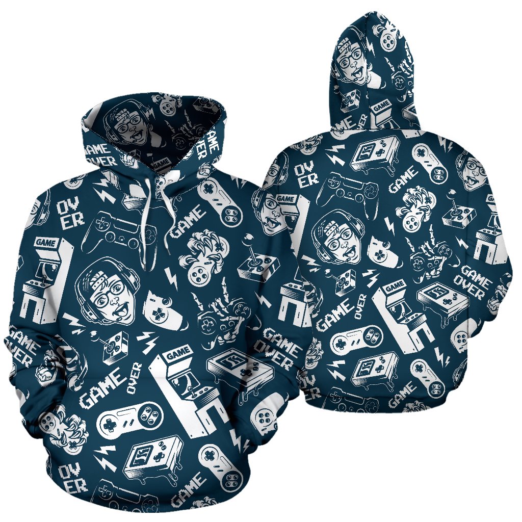 Gaming Pattern Print Men Women Pullover Hoodie-grizzshop