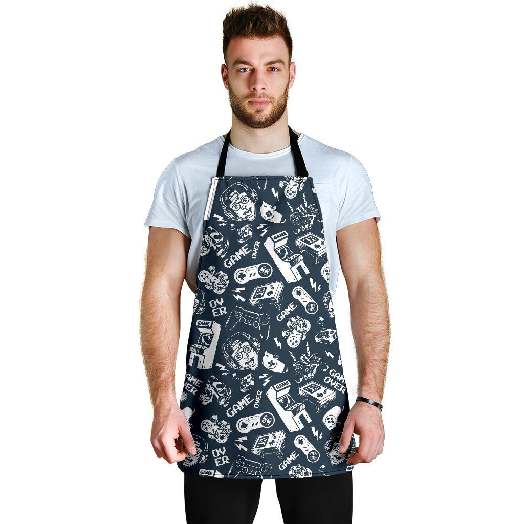 Gaming Pattern Print Men's Apron-grizzshop