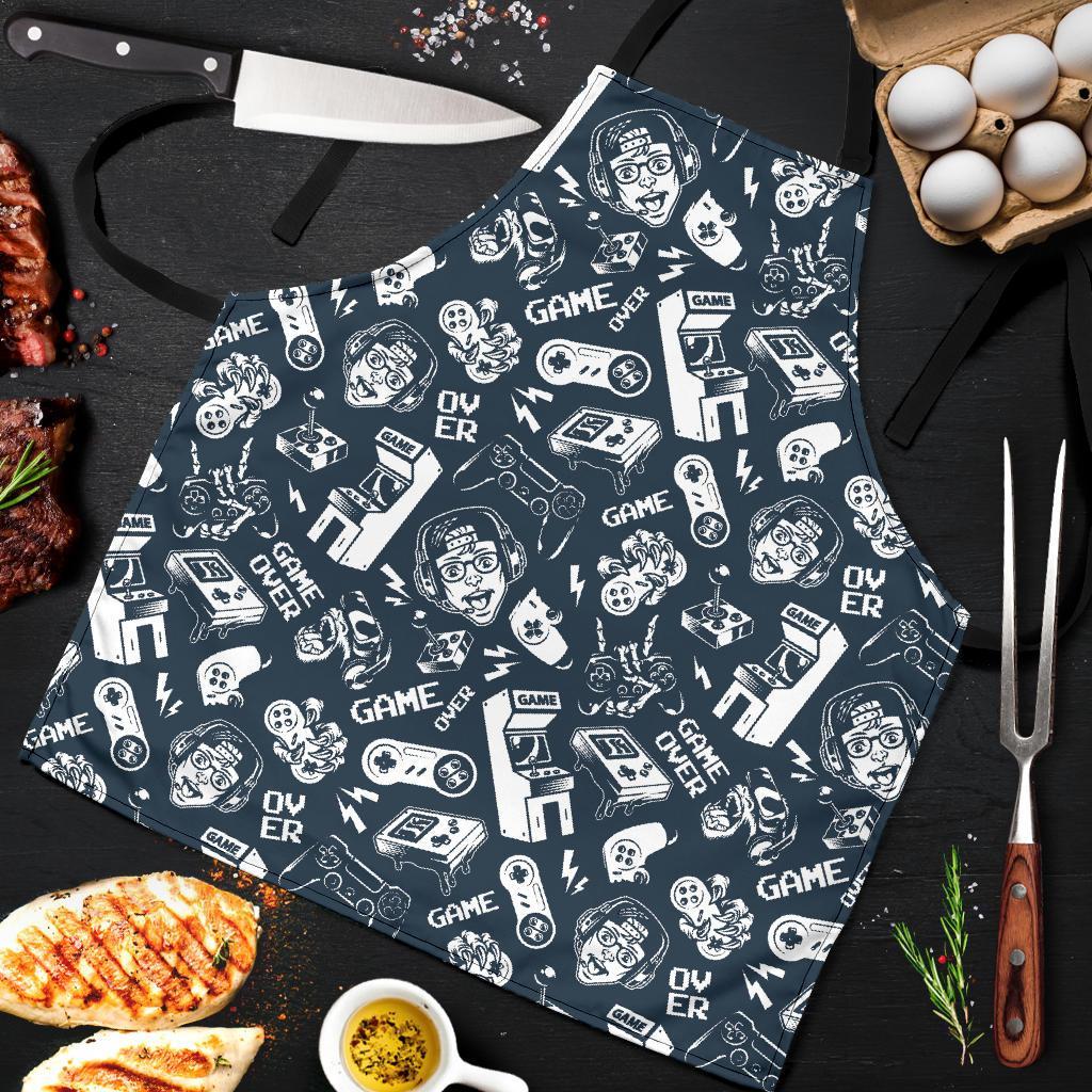 Gaming Pattern Print Men's Apron-grizzshop