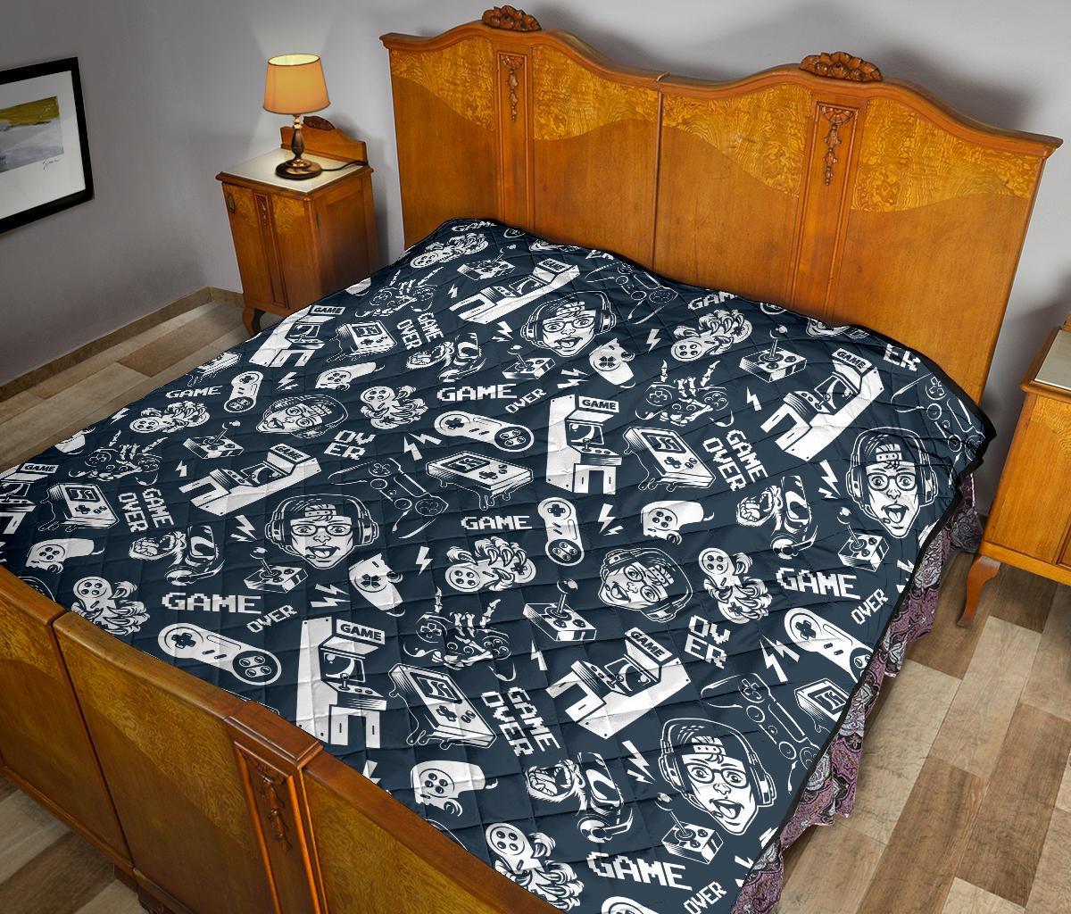 Gaming Pattern Print Quilt-grizzshop