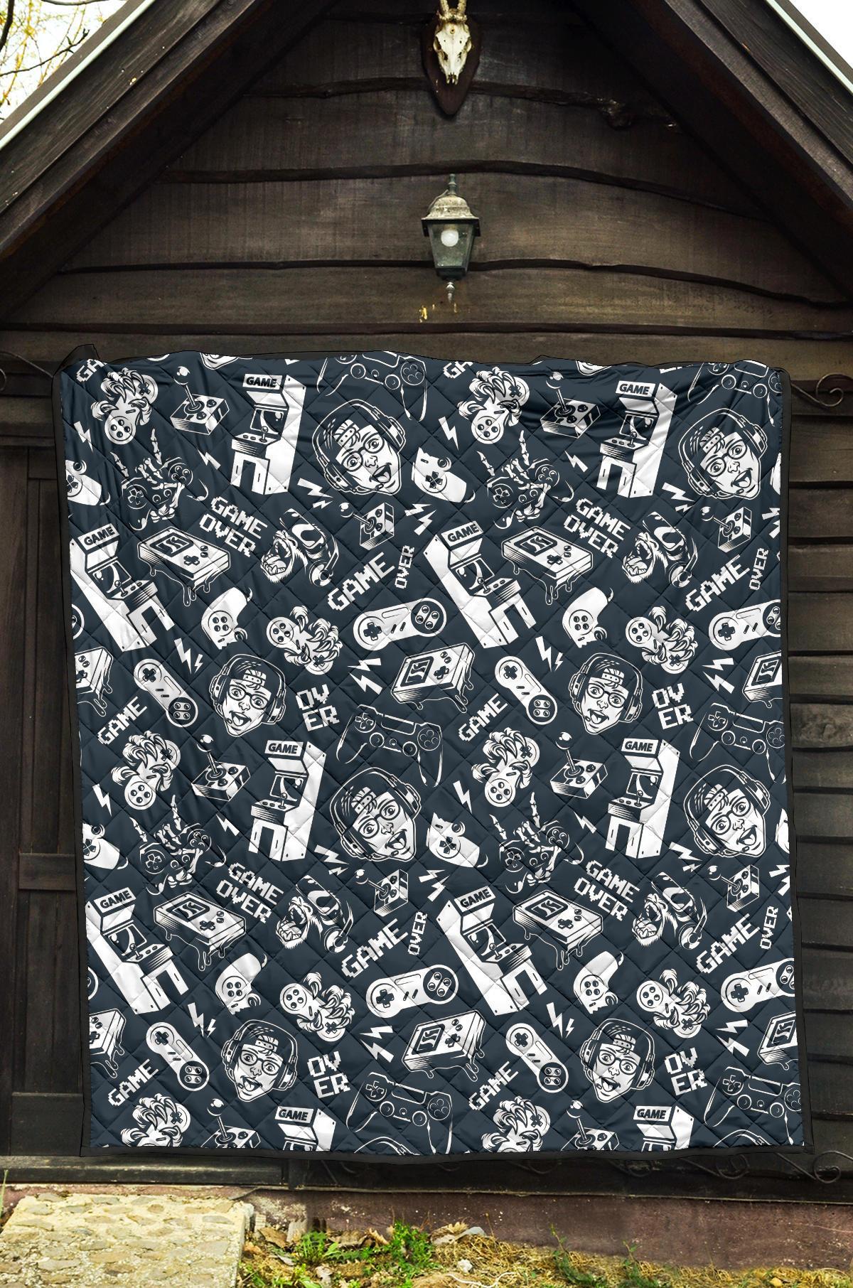 Gaming Pattern Print Quilt-grizzshop