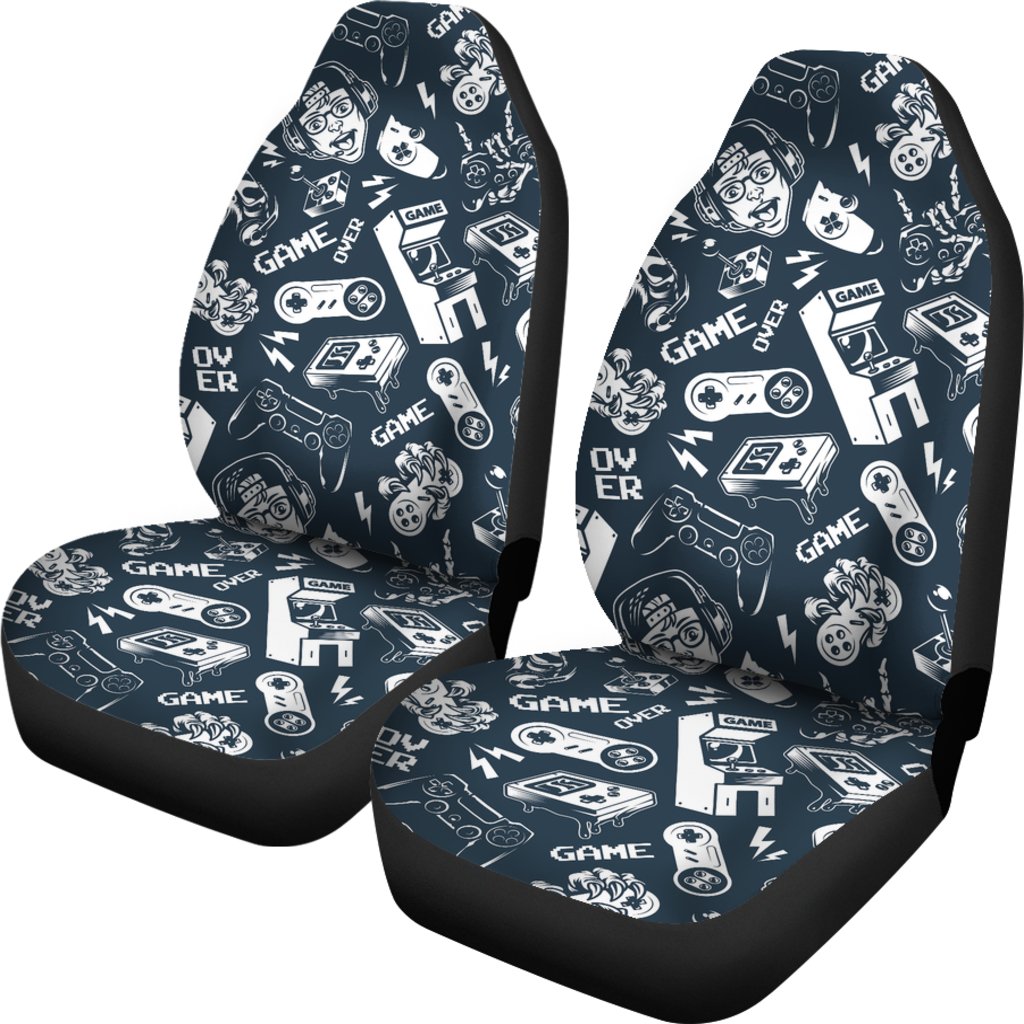 Gaming Pattern Print Universal Fit Car Seat Covers-grizzshop