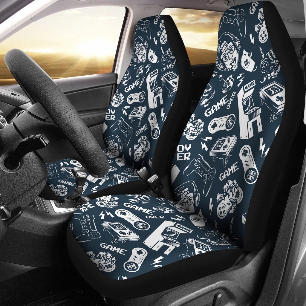 Gaming Pattern Print Universal Fit Car Seat Covers-grizzshop