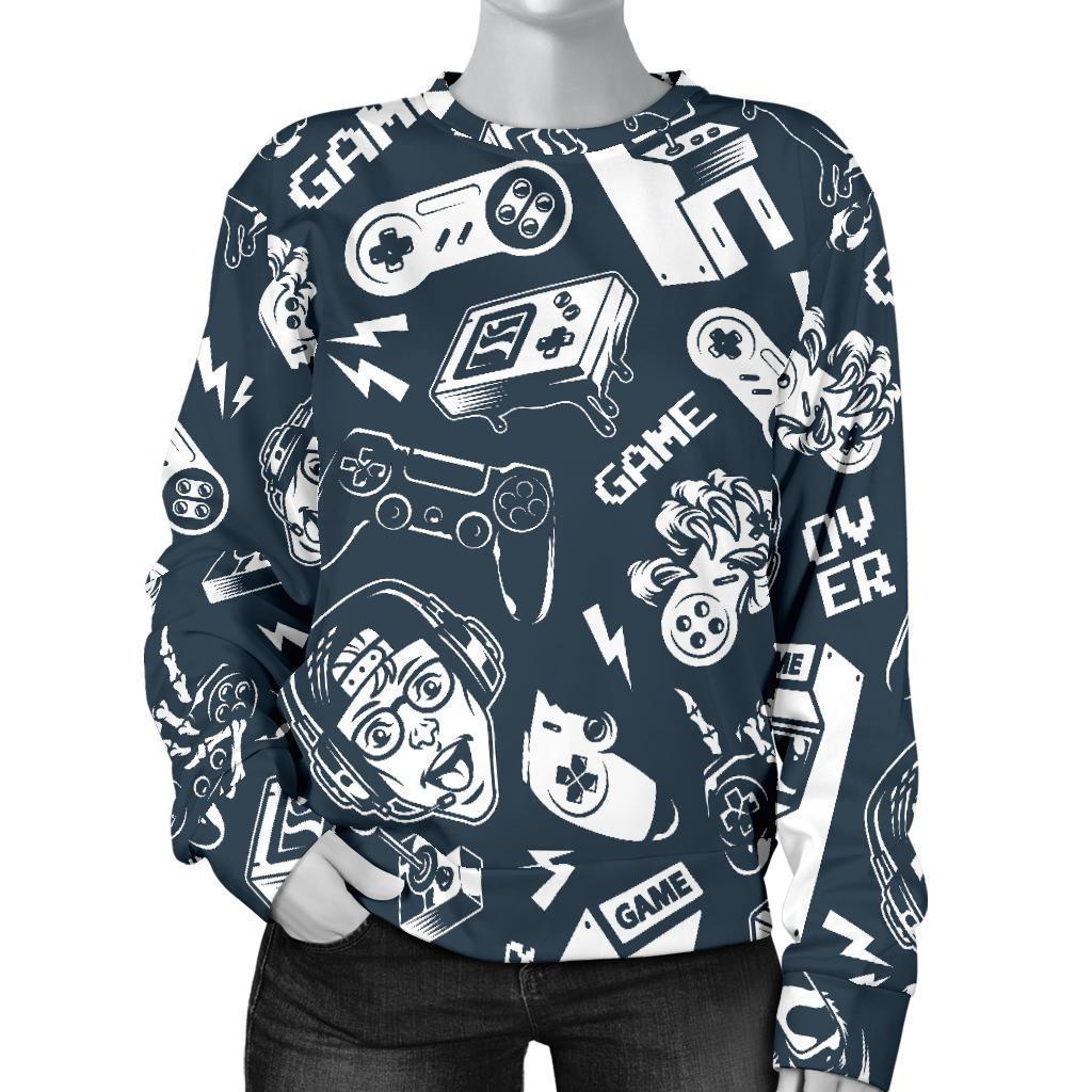 Gaming Pattern Print Women's Sweatshirt-grizzshop