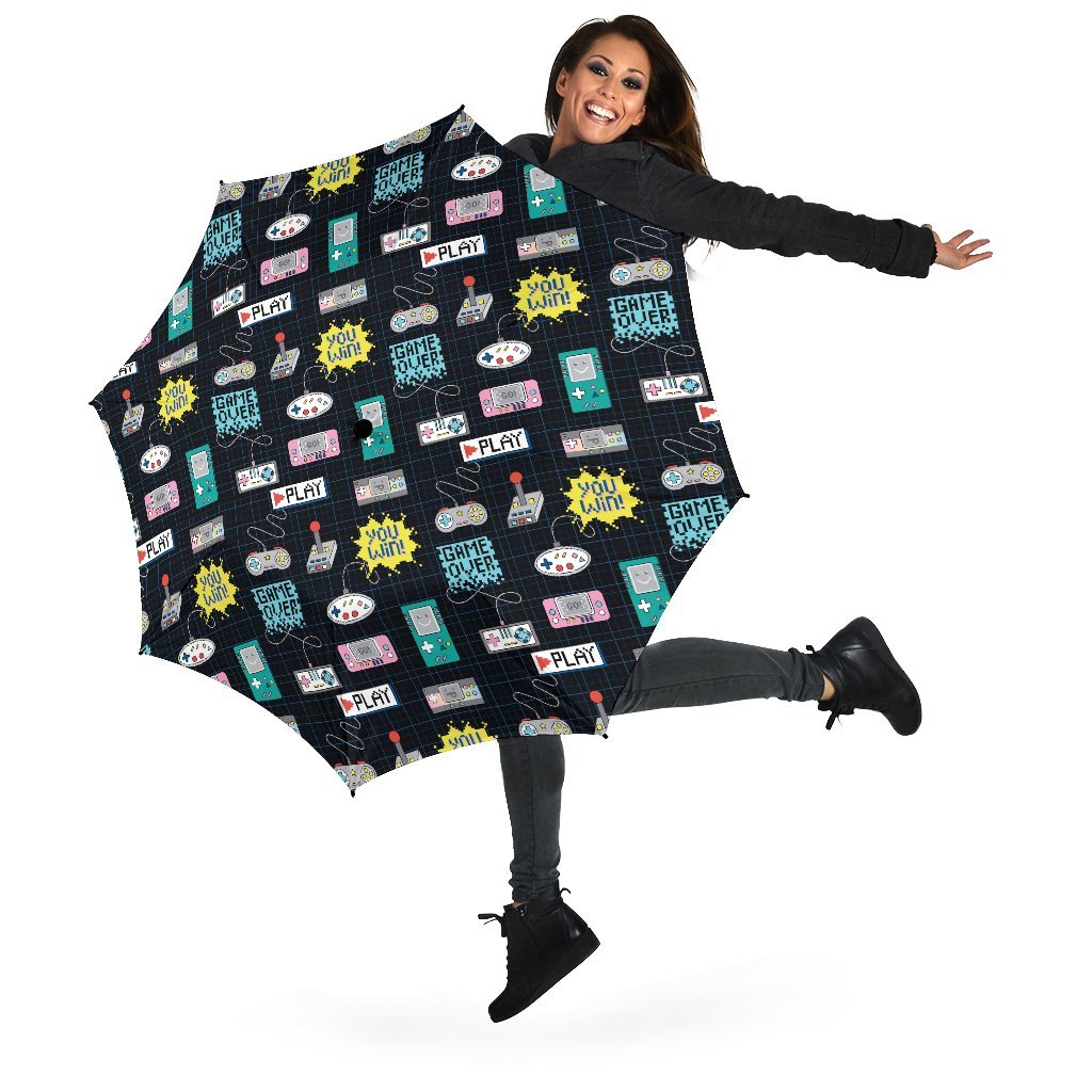 Gaming Print Pattern Automatic Foldable Umbrella-grizzshop