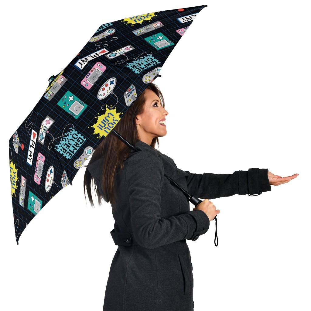 Gaming Print Pattern Automatic Foldable Umbrella-grizzshop