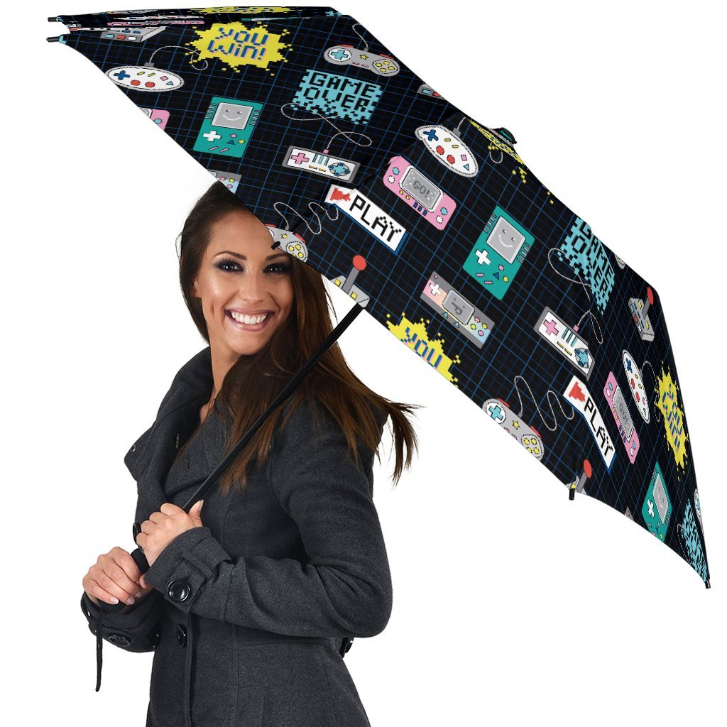 Gaming Print Pattern Automatic Foldable Umbrella-grizzshop